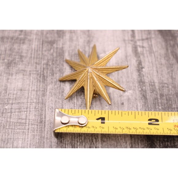 Signed AJC Starburst Brooch Pin Mid Century Modern Jewelry Texture Gold Tone Vtg - Picture 9 of 9